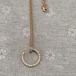 Cartier Nail Diamond Pendant Fine Gold Necklace 
