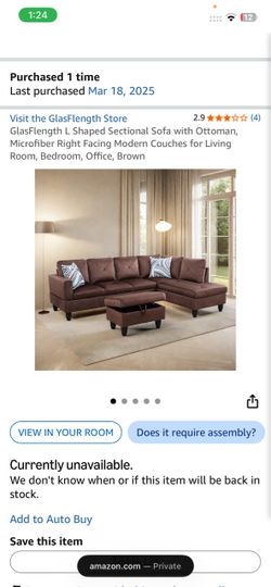 GlasFlength L-Shaped Sectional Sofa with Ottoman