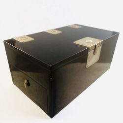 Stunning Vintage Tansu Lacquer Jewelry/Dresser Box with Brass Yin and Yang Hinges