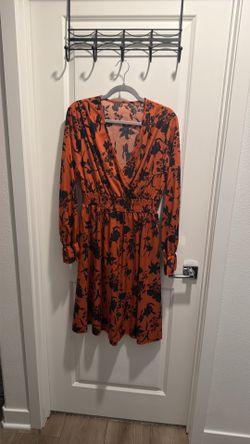 Orange and black floral dress