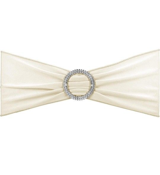 25 Pack Stretch Chair Sashes Bows, Elastic Chair Bands Sashes with Buckle Slider for Wedding Banquet Decorations, Cream
Color: Cream
