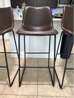 Set of 3 Drake Barstool, Dark Brown.