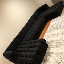 Ariana Black Velvet Double Chaise Sectional Couch.     Financing Options Available 