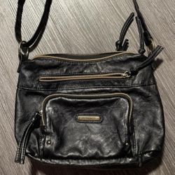 Stone and Co. Black Leather Purse shoulder bag 9" x 11" EUC