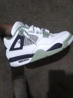 Lime Green and White Jordan 4s