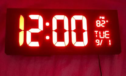 AcuRite 14.5” Large Red LED Digital Wall Clock – Time, Temperature & Date