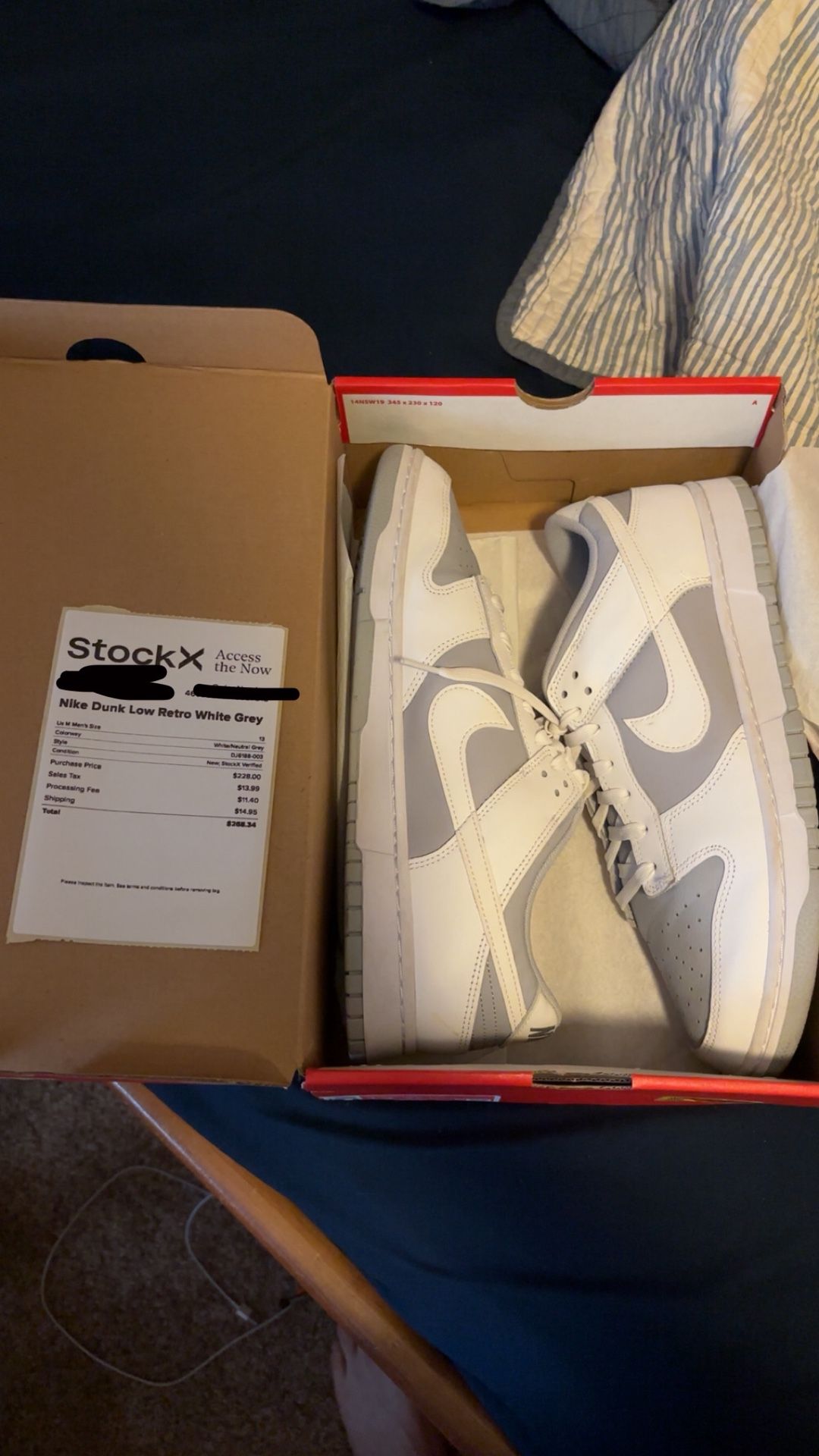 Nike Dunk Low Retro Fog Grey size 13 with box worn twice ever 