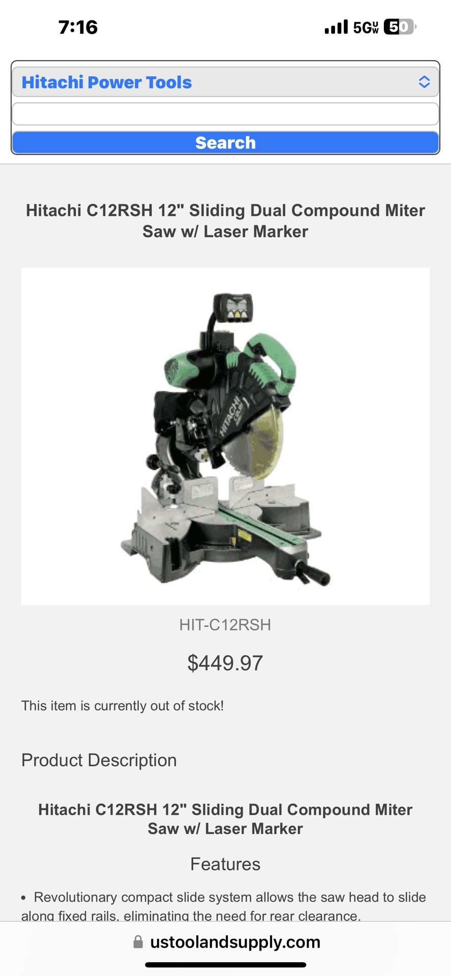 Hitachi C12RSH 12” saw with laser for Sale in Concord, NC OfferUp