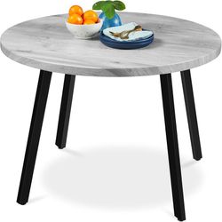 Round Dining Table 35.5”, Mid-Century Modern Kitchen Table for 2-4 People, Small Space Apartment Dinette, Wood Top W/Steel Legs - Gray  PERFECT FOR GA