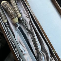 English stag horn Cutlery With Case… REDUCED 