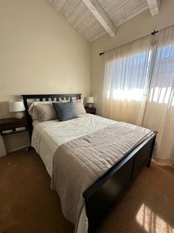 Black Wood Full Bed Frame with Mattress