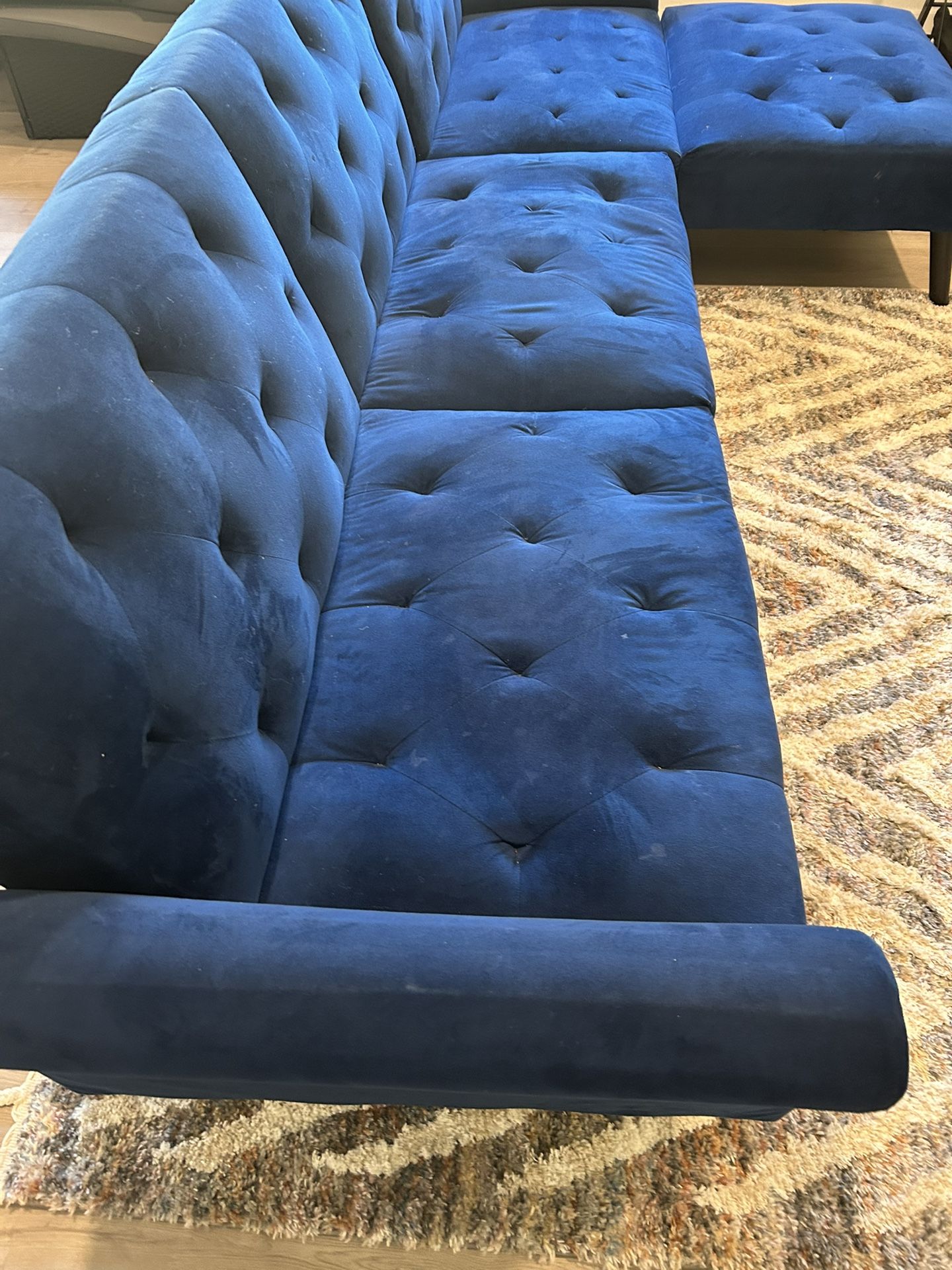 Dark Blue Velvet Couch