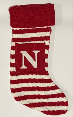 Target Wondershop Red & White Striped Knit Monogram Letter N Stocking