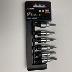 Pro-grade 6 Pc Bit Socket Set For 3/8 Drive