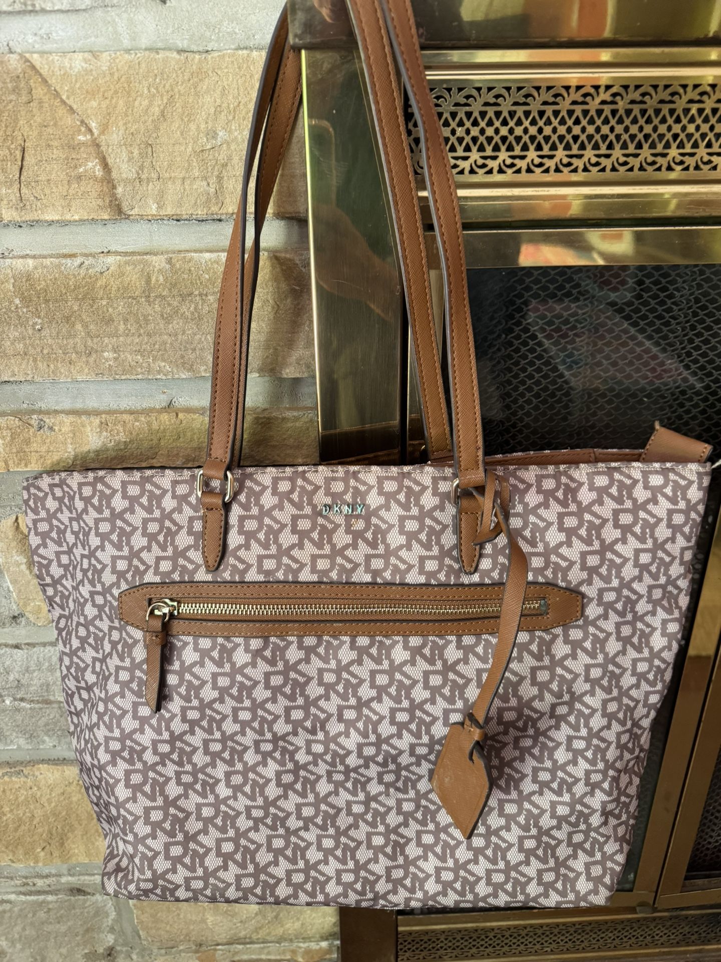 DKNY Brown Monogrammed Tote Purse