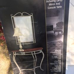 New Mirror, Table, Lamp Set. Unopened 