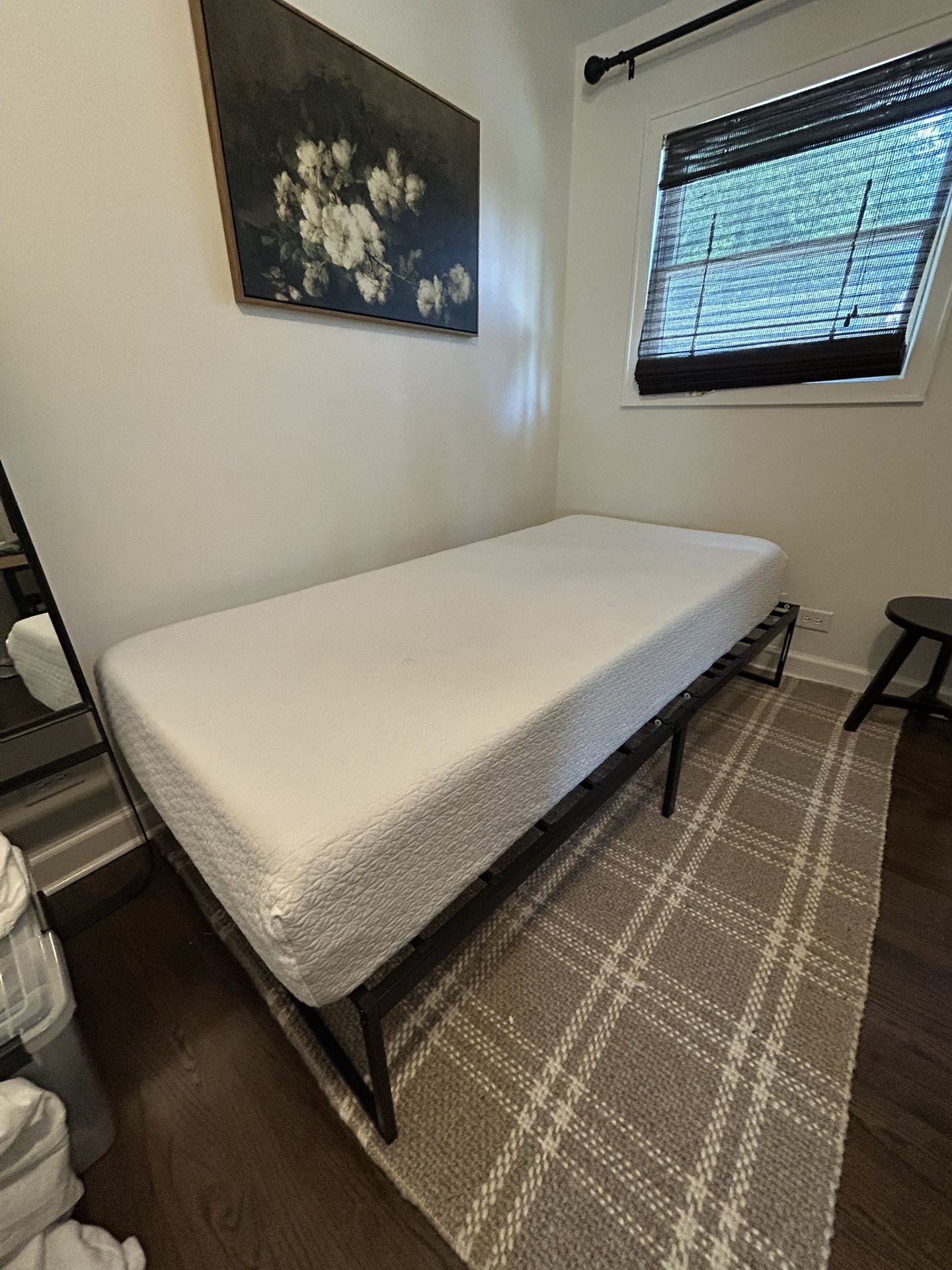 Memory Foam Twin Bed And Metal Frame