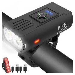 Bike Light, High Lumens Super Bright Bicycle Lite, 6+4 Modes USB Rechargeable Bike Headlight & Taillight Set, Waterproof Safety Bike Front & Rearligh