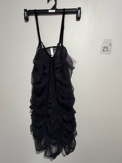 Black Ruched Mesh Mini Dress