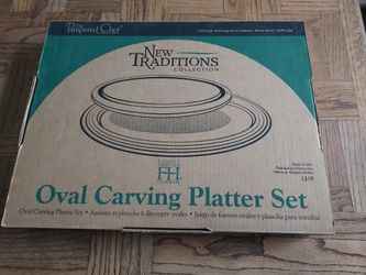 Pampered Chef New Traditions Collection Oval Carving Platter Set~BRAND NEW IN BOX