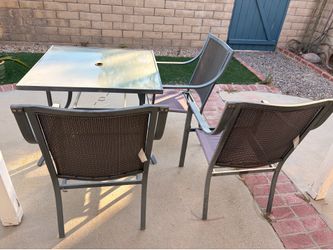 Gas Grill + Glass Patio Dining Set (4 Chairs) — Priced Separately