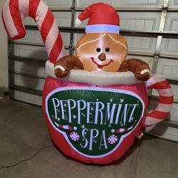 Christmas Inflatable Gingerbread in Spa Mug 5ft (New)