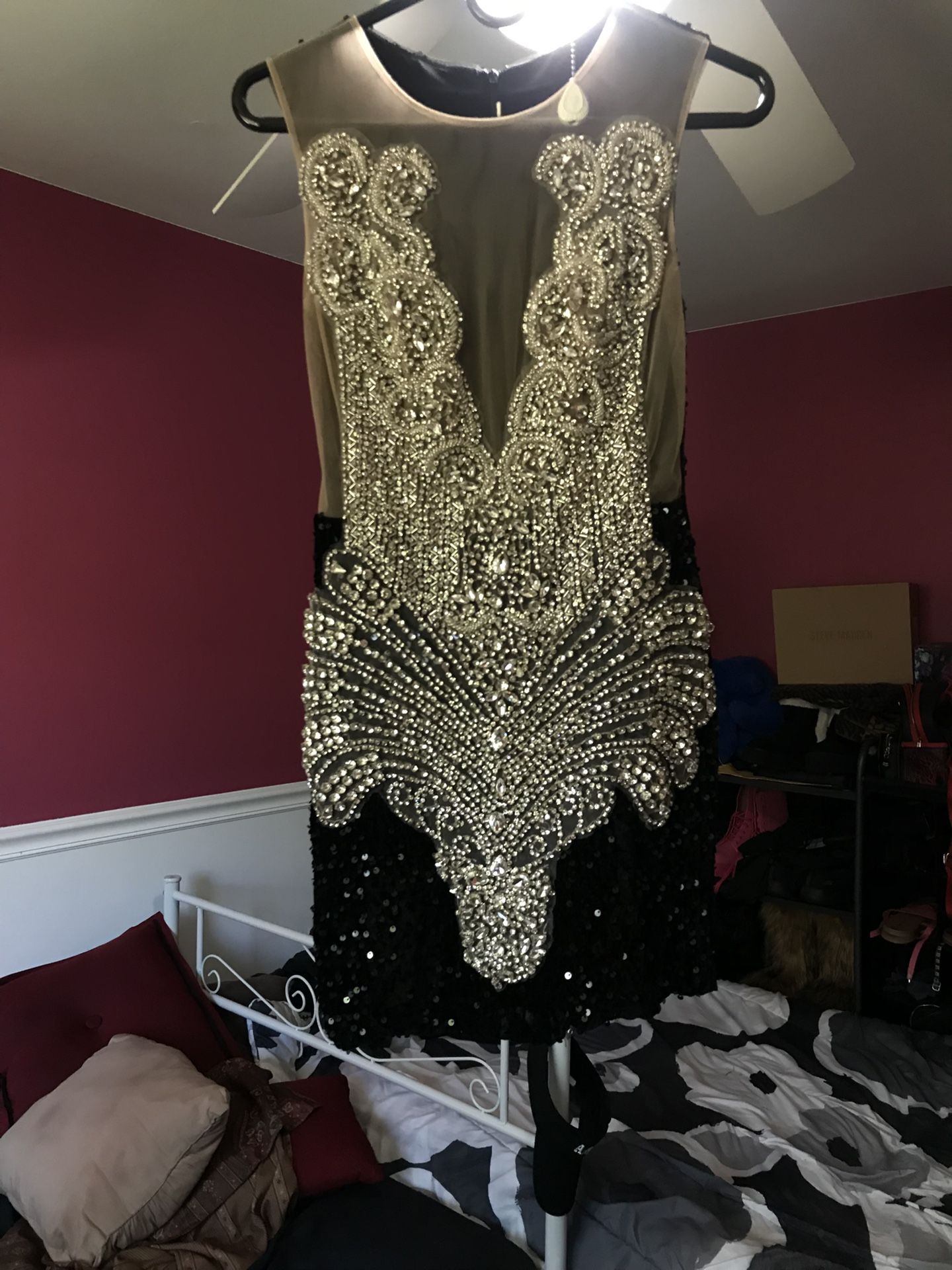 Black Sequence And Rhein Stone Homecoming Dress