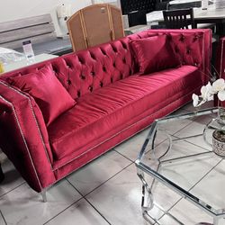Beautiful Customizable Sofa Set ❤️ Red Velvet 