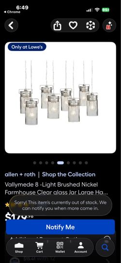 Allen + Roth Vallymede 8-Light Brushed Nickel Pendant