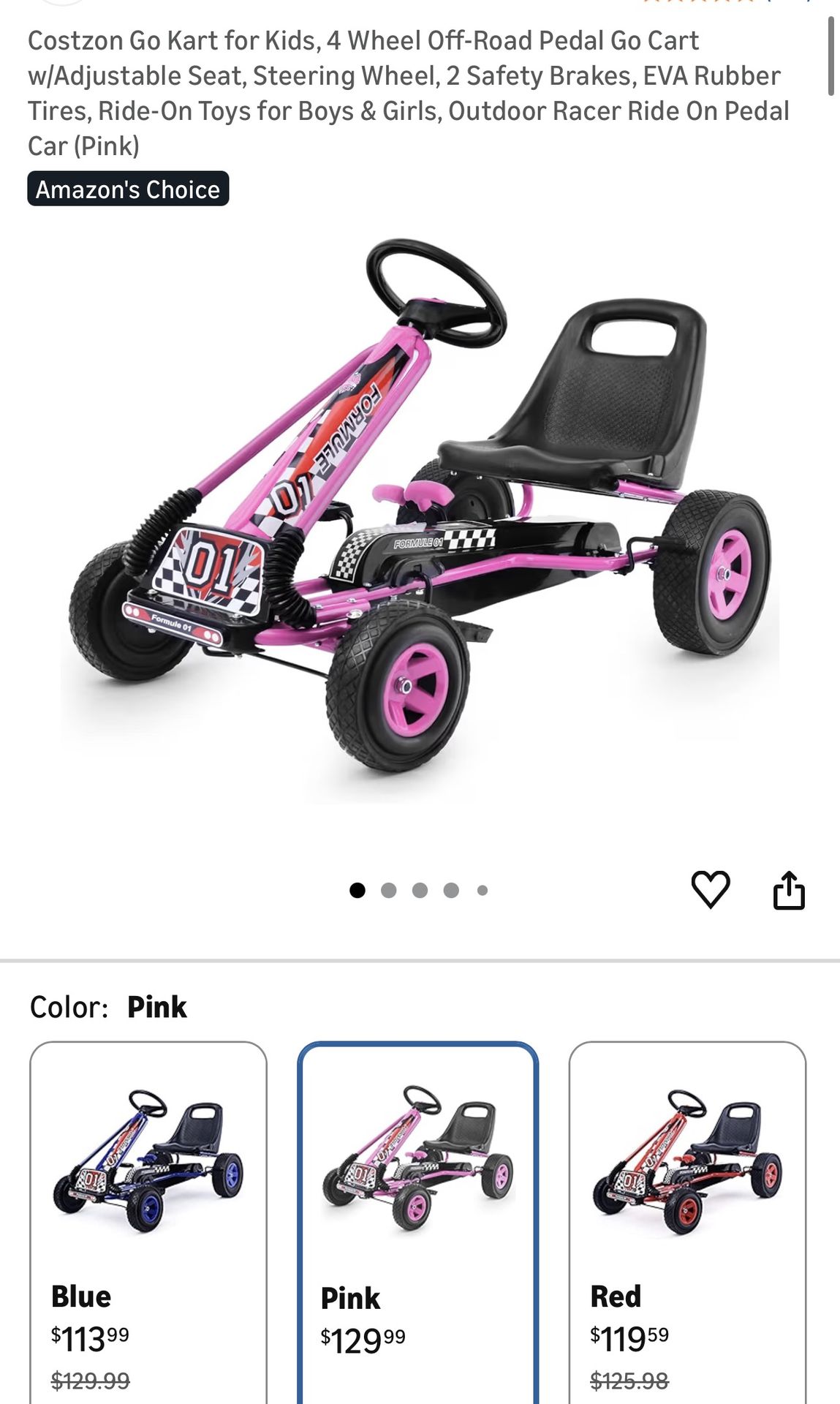 Go Kart for Kids, 4 Wheel Off-Road Pedal