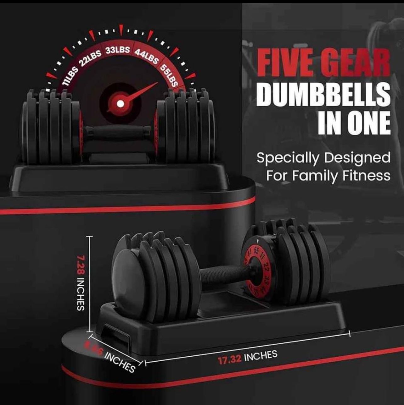 New BUXANO Adjustable Dumbbell 55LB 5 In 1 Single Dumbbell for Multiweight Options with Anti-Slip Metal Handle Adjust Weight Suitable for Ideal for Ho