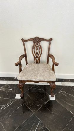 Chippendale Style Carved Wood Armchair