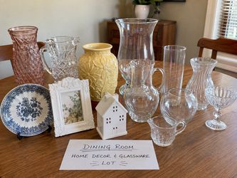 Dining Room Home Décor, Vases & Glassware – Large Assortment – $5 & Up