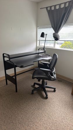 Desk, Chair & Lamp