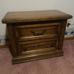 28 Inch x 22.5 Inch 2 Drawer Maple Wood Night Stand 