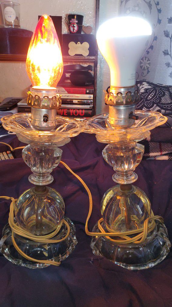 Pair Of Antique Glass Lamps $20.00.