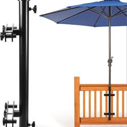 Heavy Duty 304 Stainless Steel Patio Umbrella Holder,Deck umbrella holder,for Outdoor Fixed Deck Railing Grille Umbrella deck Mount(213)