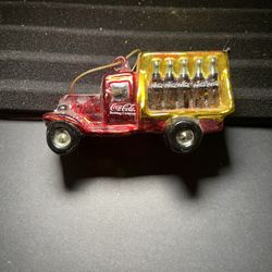 Vintage Coca-Cola Blown Glass Ornament Ornament Truck 