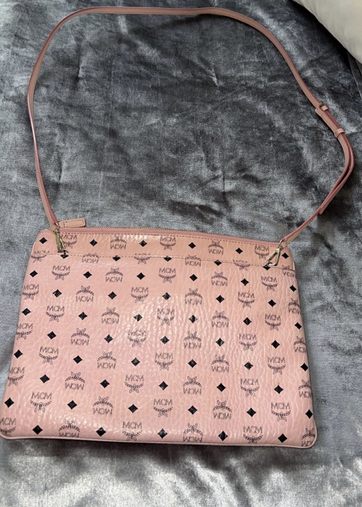 MCM Visteos Pouch Purse Pink Leather Cross Body Bag