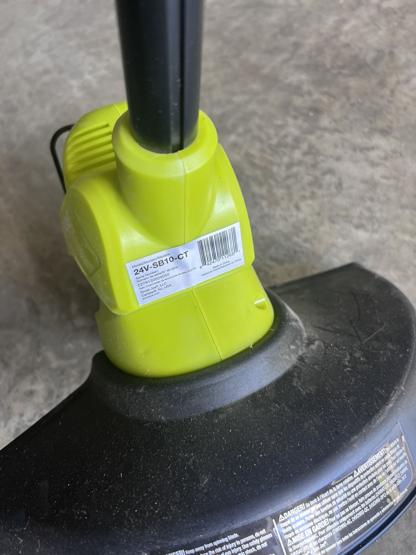 sun joe trimmer 24V Need Battery 