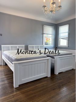 2 Twin Solid Wood Beds With Mattresses $740