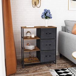 Fabric Drawers Dresser with Shelves,Storage Tower Unit Organizer Bedroom Storage Cabinet