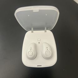 Wireless stereo earphones. Comes with cable charger.