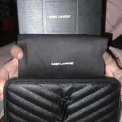Black Yve Saint Laurent leather wallet women made in italy