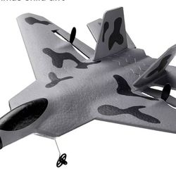 RC Plane 2 Channel, Remote Control Airplane 2.4GHZ with 6-Axis Gyro Stabilizer&2 Batteries, F-22 Fighter Aircraft Plane Toy for Adults Kids Beginners 