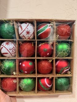 Green And Red Christmas ornaments 