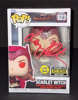 Elizabeth Olsen Signed Autographed Funko Scarlet Witch Glow In The Dark MAS COA