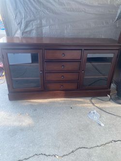 Dark Cherry Wood TV Stand/ dresser with Drawers