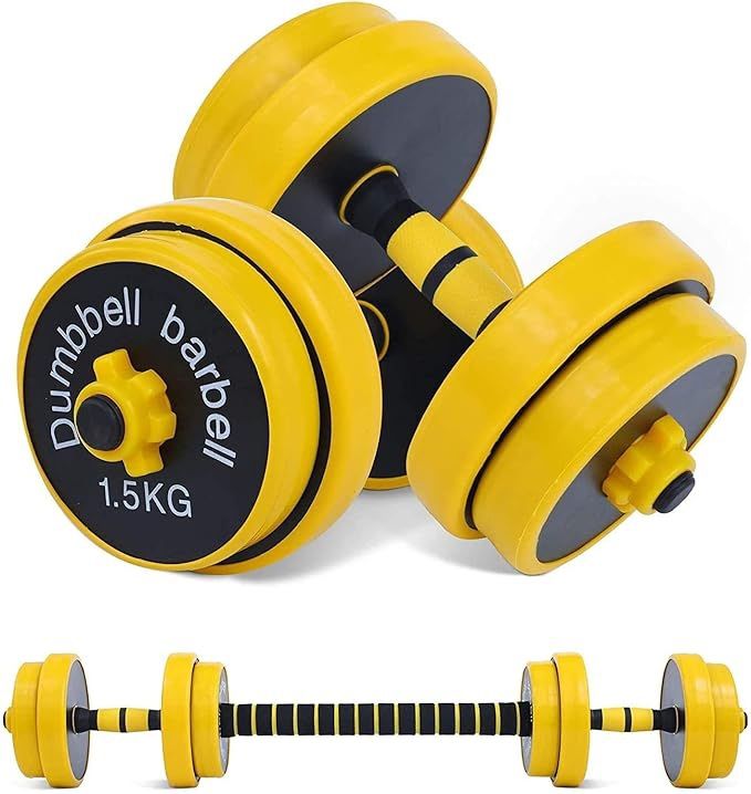 Adjustable Dumbbell Barbell set, Hand Weights 2-in-1 pair, Non-Slip