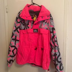 Quiksilver Neon Pink Graphic Pullover Jacket